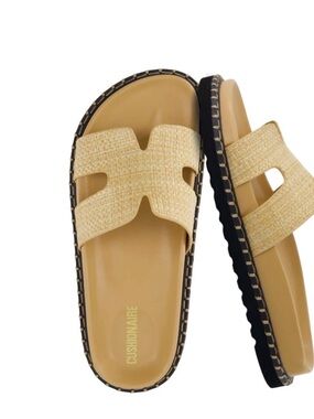 Cushionaire Beige Woven Slide Sandals